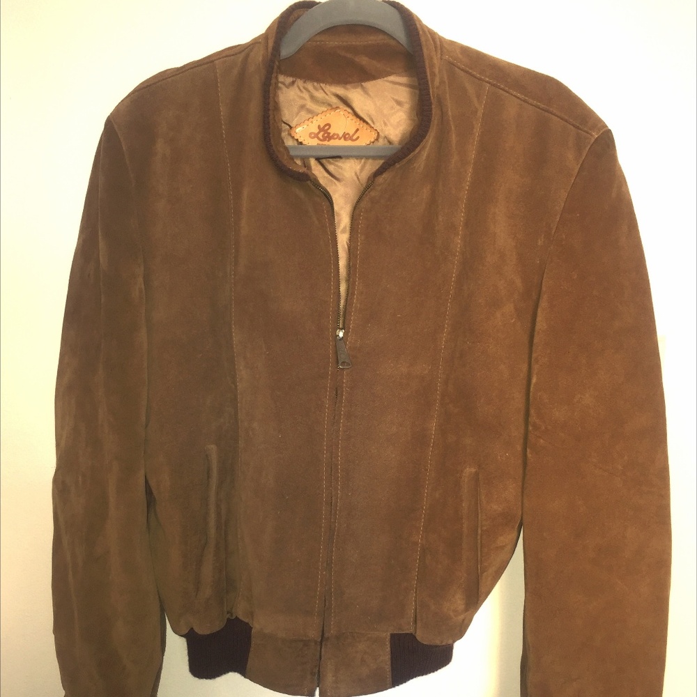 Vintage leather and suede bomber jacket
